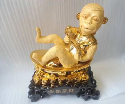 Khỉ ngồi kim bảo ôm như ý - kim hầu tụ tài K010M