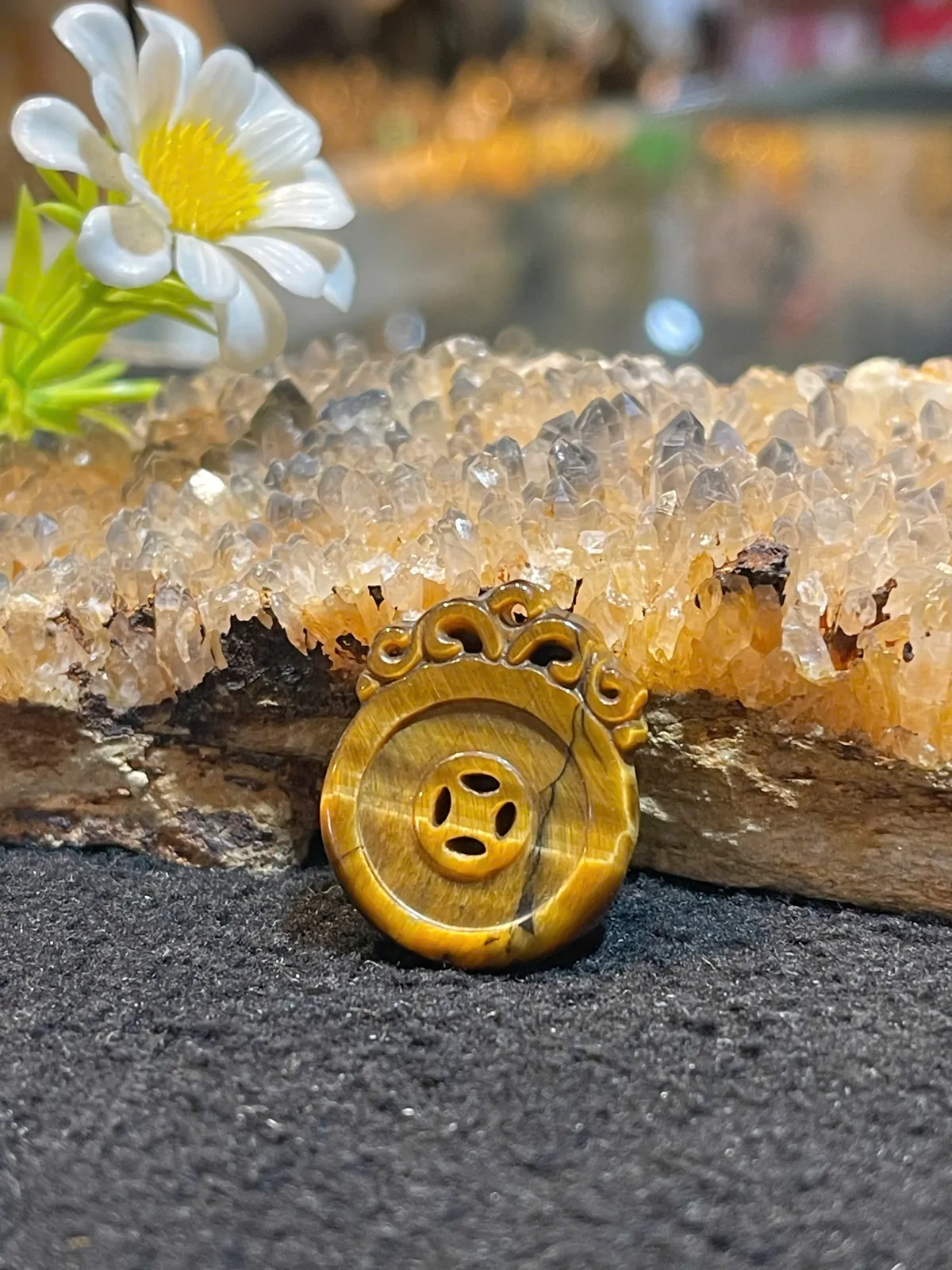 Đồng tiền may mắn kiểu mới đá mắt mèo S6495