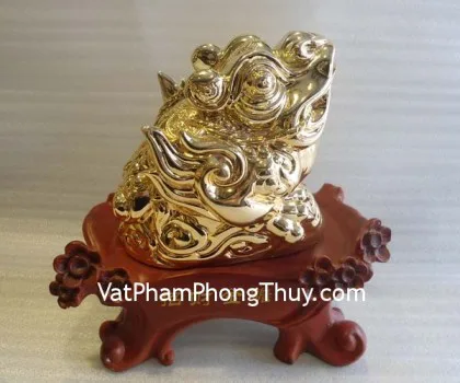 Thiềm thừ xanh, đế giả gỗ 4 chân- Chiêu tài kim thiềm E071