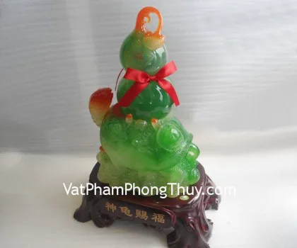 Hồ lô xanh, đế gỗ, rùa xanh- thần quy ban phước E230