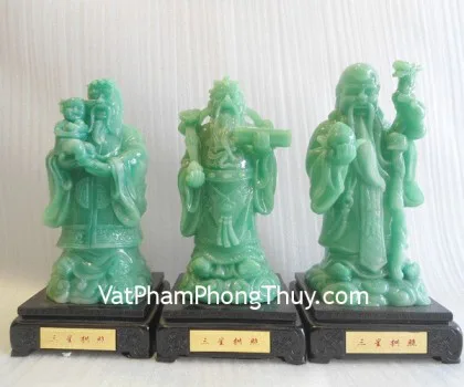 Tam đa vàng đứng đế gỗ- Tam tinh củng chiếu A205