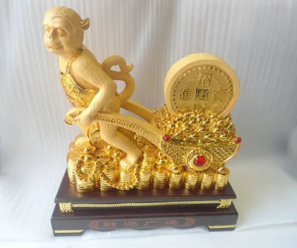 Khỉ phát tài kéo xe vàng - tài nguyên quản tiến FK021M