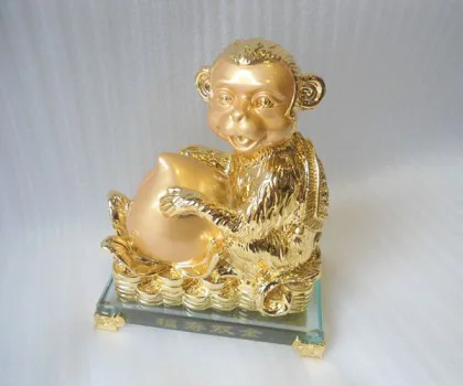 KHỉ may mắn ôm đào đế thủy tinh - phước thọ song toàn FK068M