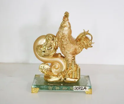 Gà vàng bên như ý vàng đế thủy tinh - Cát tường như ý FG072A