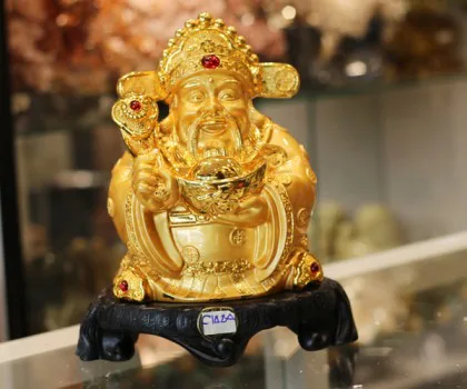 Thần tài vàng ú ù cầm nén vàng gậy như ý vàng - Tài nguyên quãng tiến C142A
