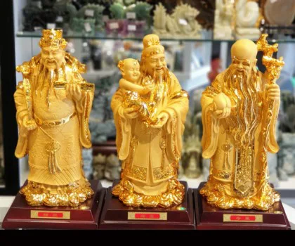 Tam đa phước lộc thọ vàng kim sa lớn - Phước Tinh LN110-1